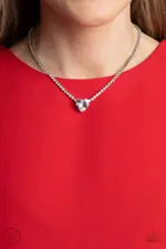 Flirty Fiance - White Heart Gem Silver Necklace - Paparazzi