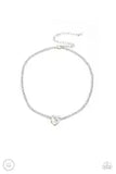 Flirty Fiance - White Heart Gem Silver Necklace - Paparazzi