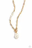 Courting Cosmopolitan - Gold Chain White Pearl Short Toggle Necklace - Paparazzi