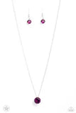 What a Gem - Pink Gem Solitaire Silver Short Necklace Blockbuster - June 2023 Exclusive - Paparazzi