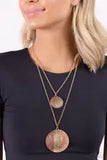 PREORDER Striped Style - Multi Brown and Gold Disc Layered Short Necklace - Paparazzi