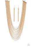 Cascading Chains - Gold Layered Chain Necklace - Paparazzi