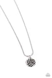 Bump, Set, Shimmer! - White Rhinestone Silver Volleyball Sports Short Necklace - Paparazzi