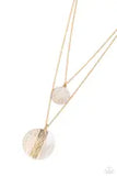 Striped Style - White Painted Gold Disc Layered Necklace - Paparazzi